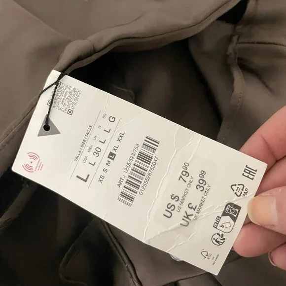 Zara Womens High-Waist Satin Trouser Large Chocolate Brown Wide Leg 1255/528 NWD - Picture 6 of 16